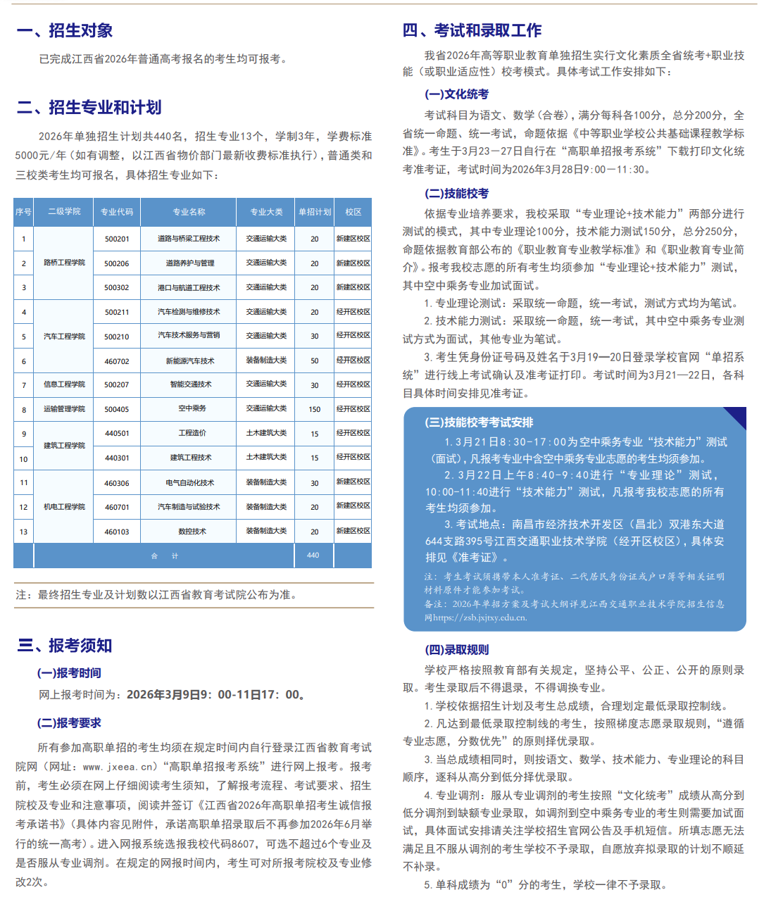 2026年江西交通职业技术学院单招简章